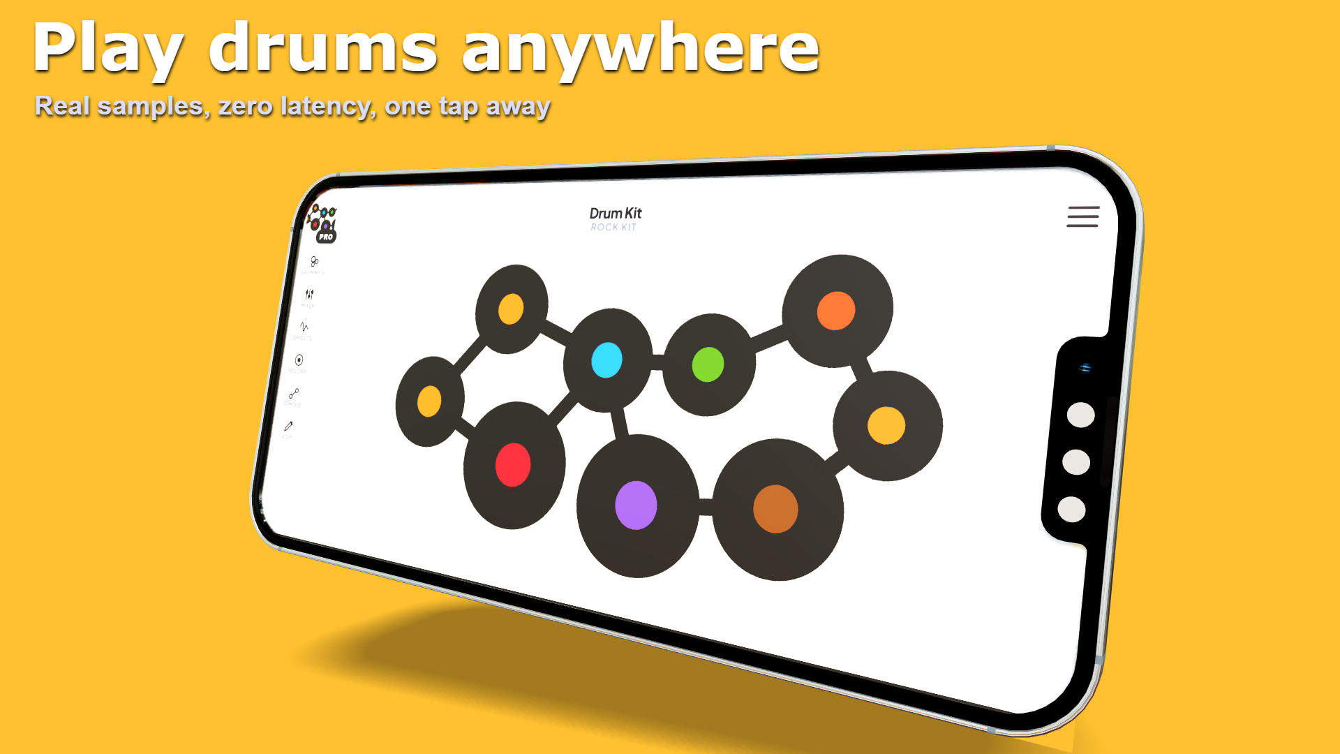 Drum Kit app: play drums anywhere with real samples and zero latency