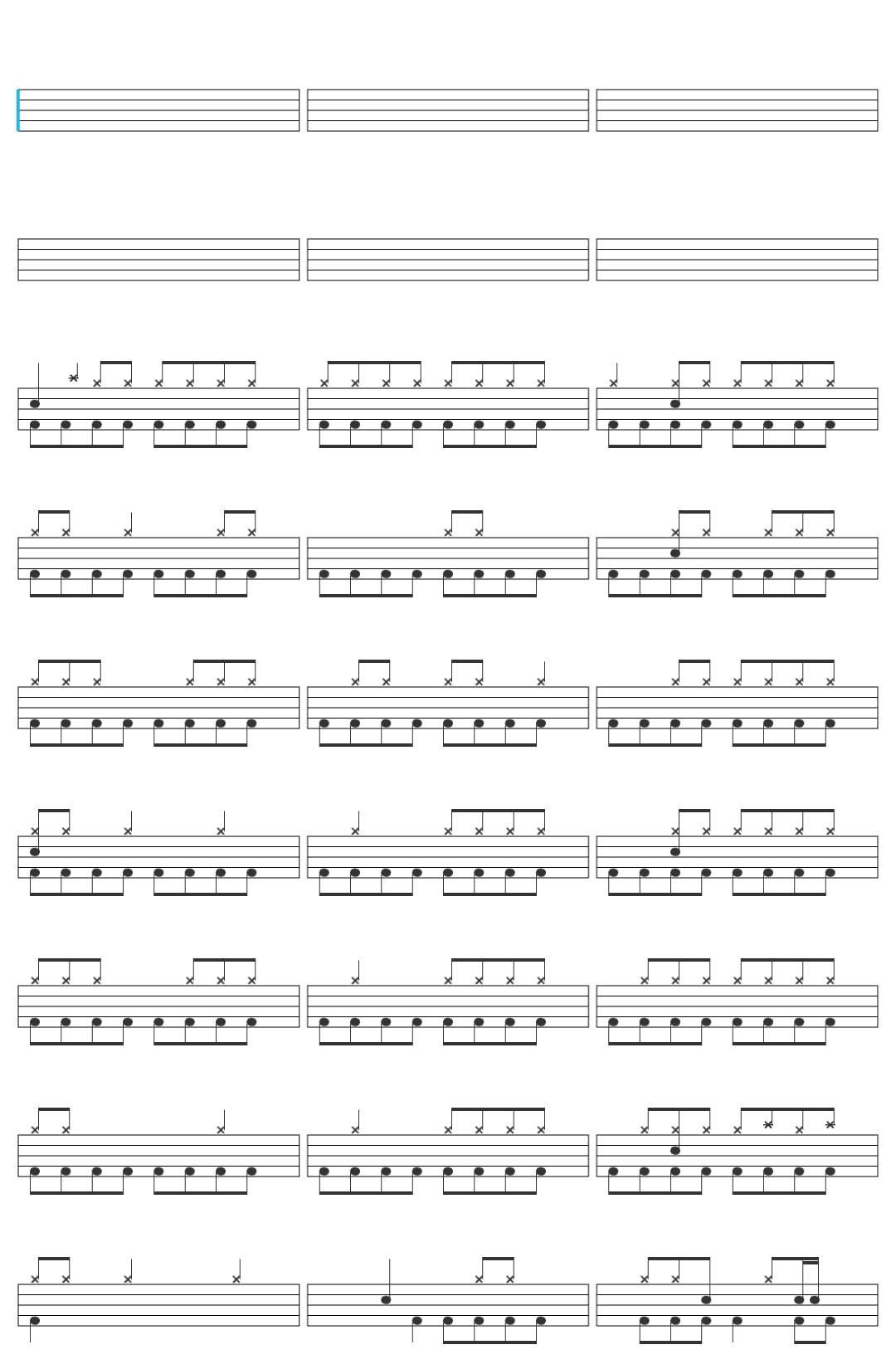 22 20s Such a Fool drum sheet