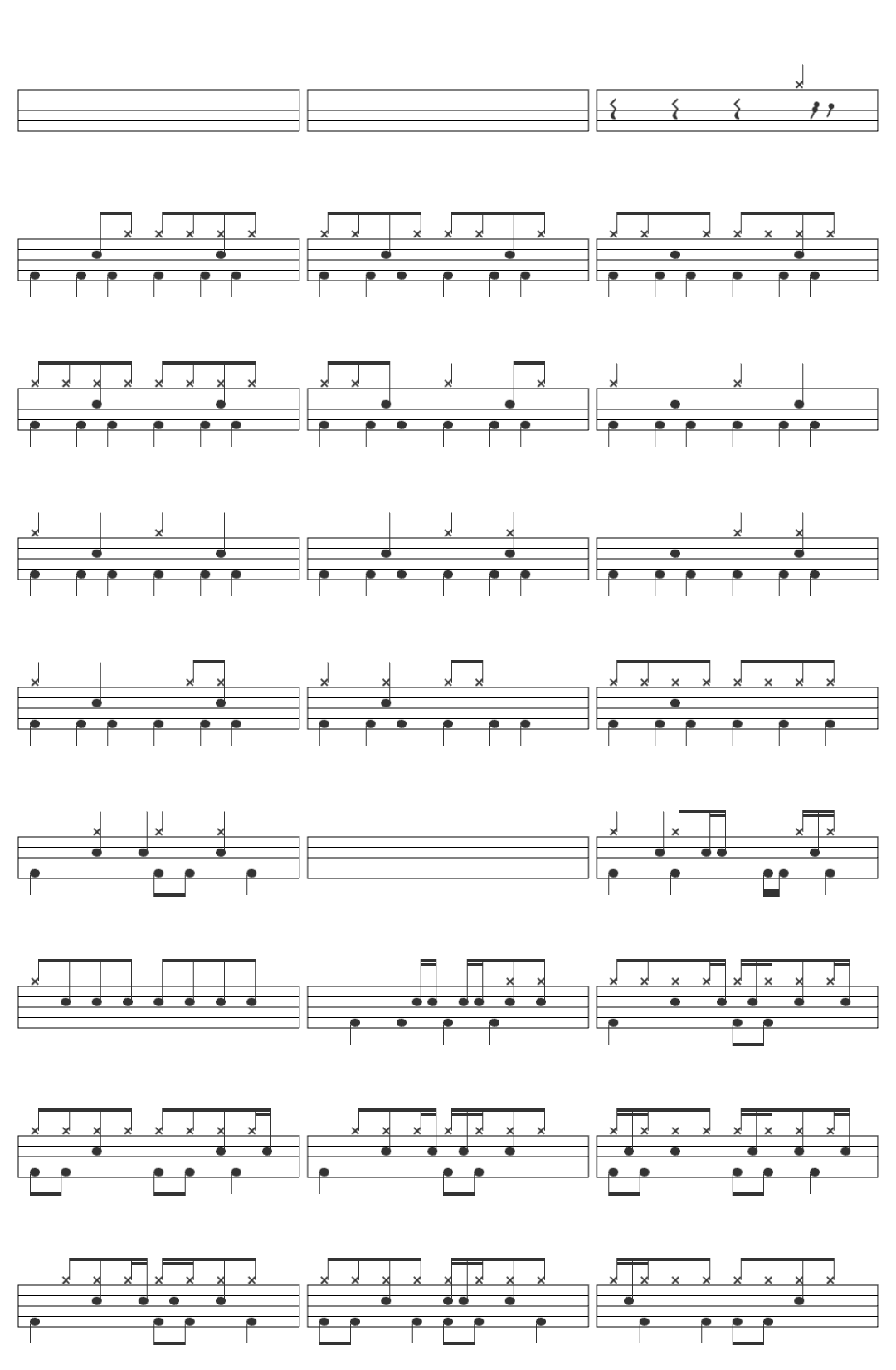 Luxfery Skořápky  drum sheet