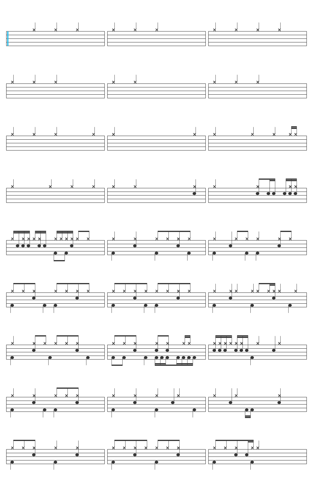 Blacanblus Rouge y Pentagrama drum sheet