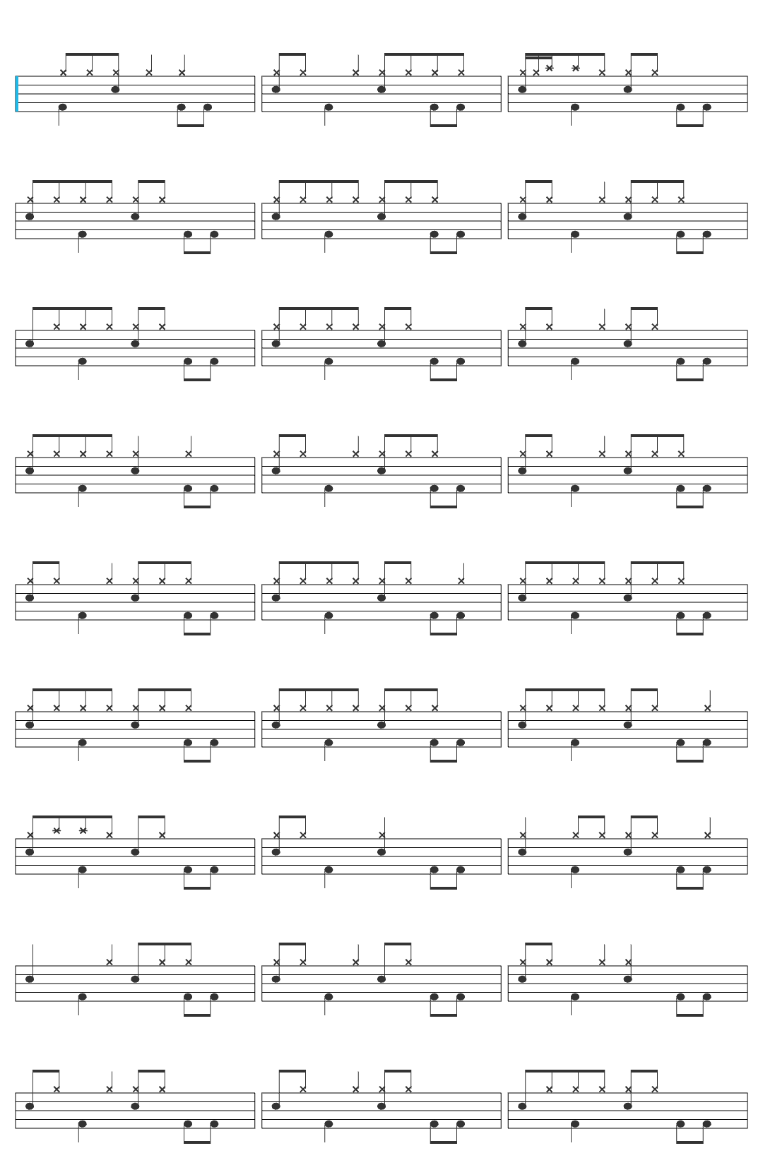 WET LEG Mangetout drum sheet
