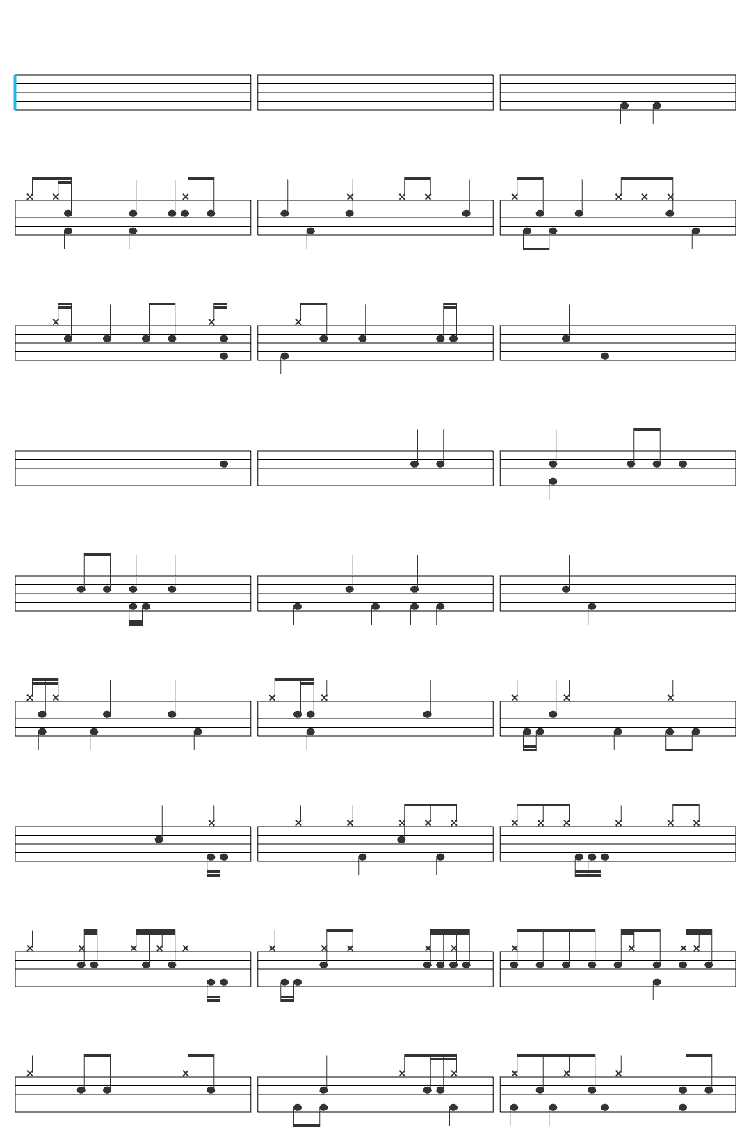Johnny Flynn Song with no Name drum sheet