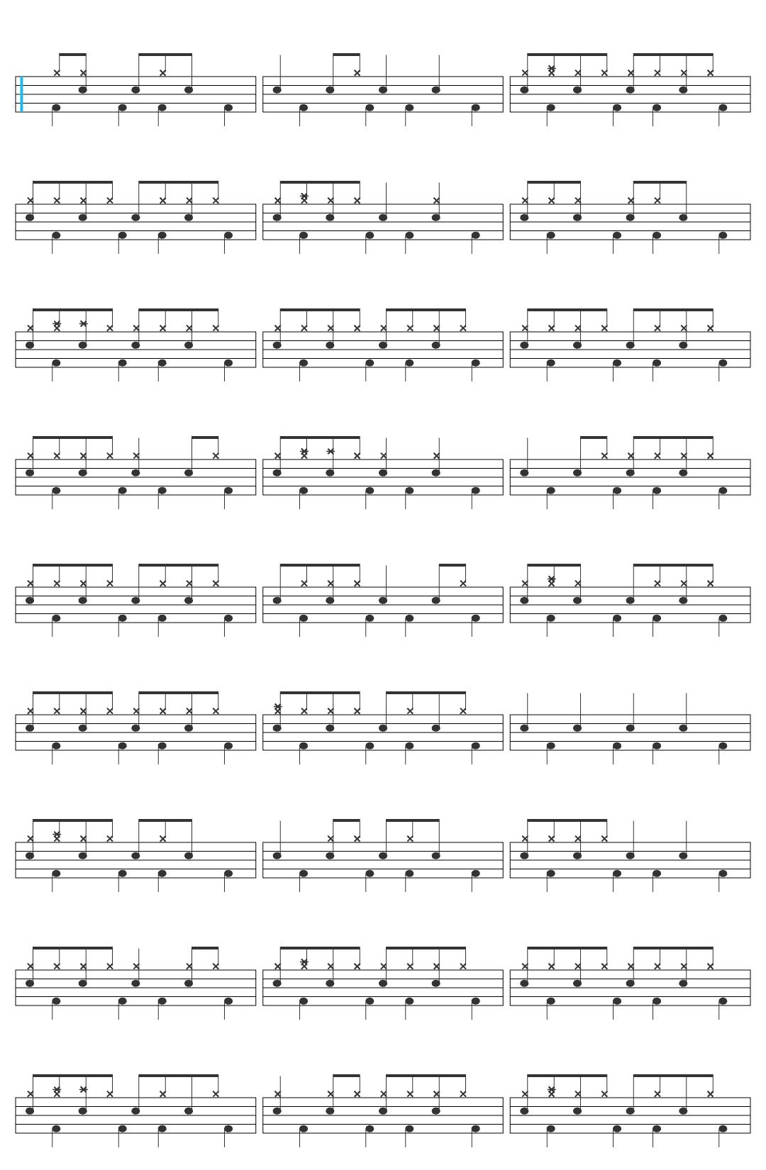 bruxely! Point Of View drum sheet