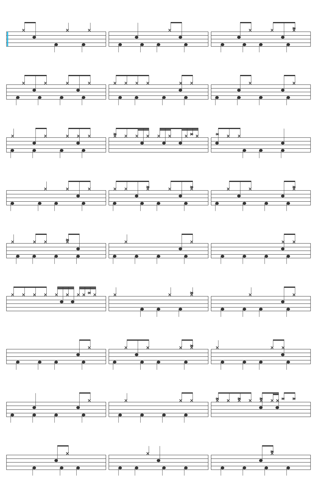 Rootshay DJ MELON (NeckHurts) drum sheet