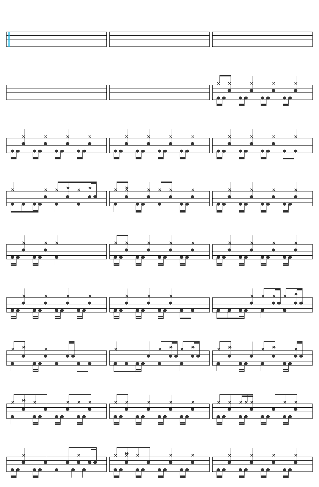 Headzo Bluebird drum sheet