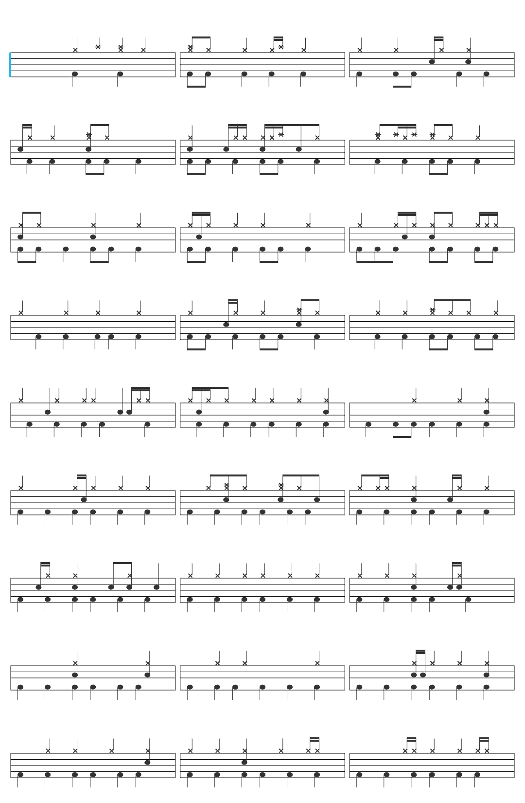 Burning Spear Tradition drum sheet