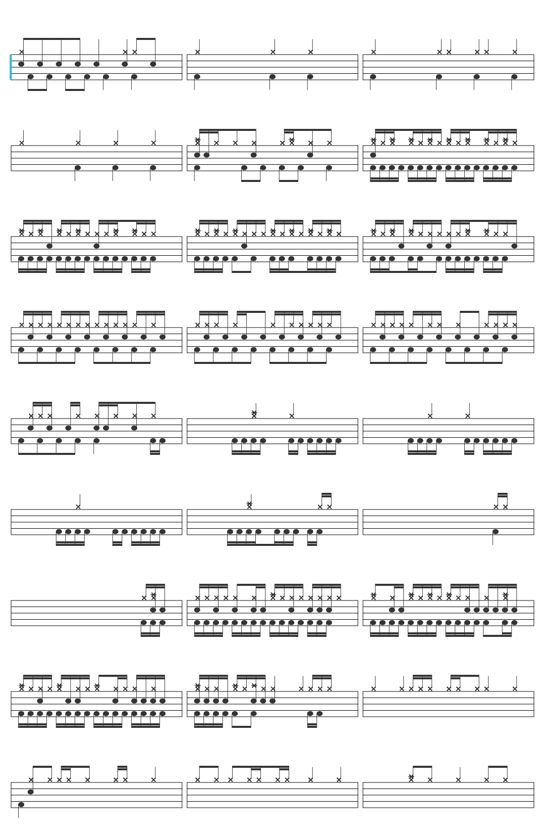 Rose Funeral Eternal Regret drum sheet