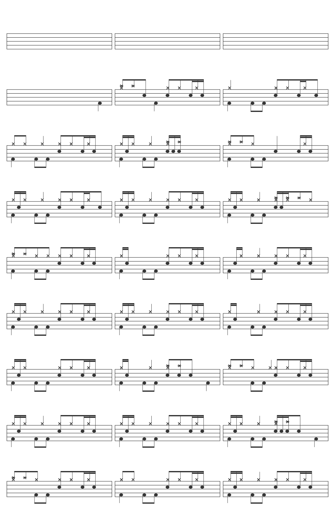 Radiohead Subterranean Homesick Alien drum sheet