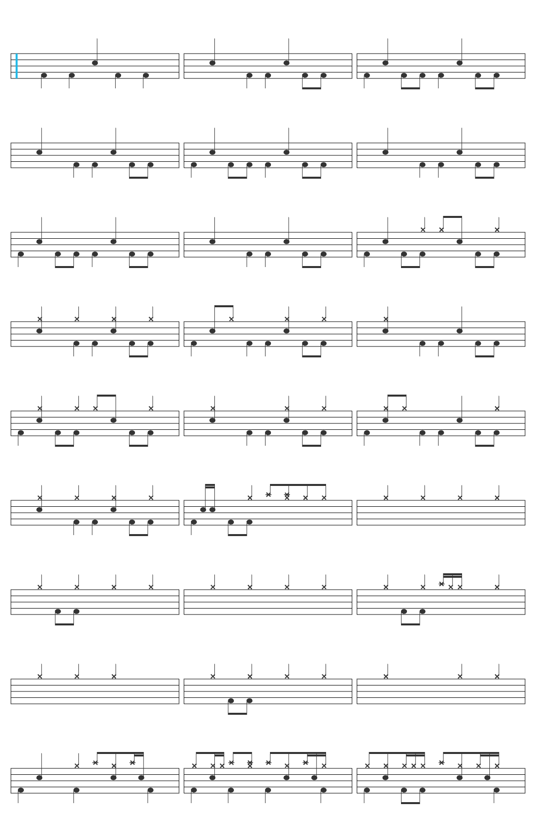 Terno Rei Medo drum sheet