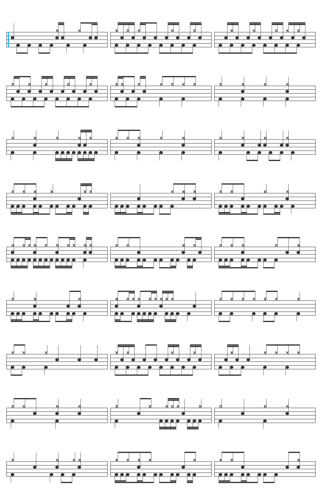 Sunrise Avenue Fairytale Gone Bad (Official Video) drum sheet