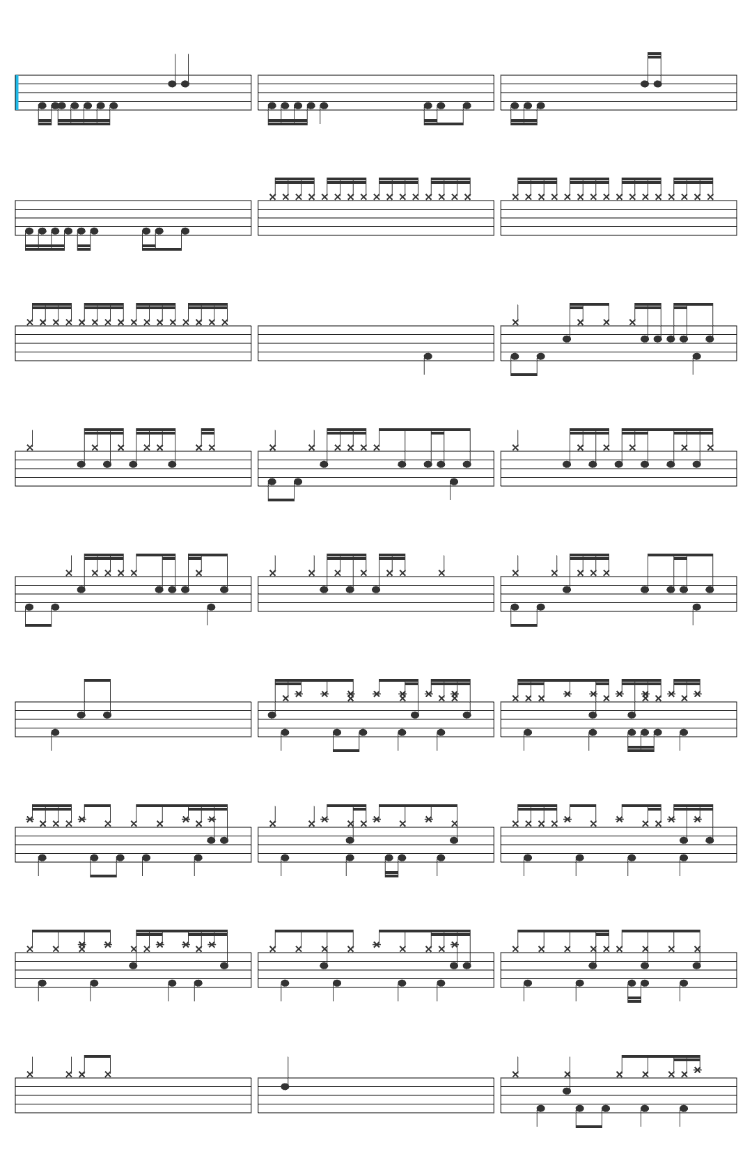 femtanyl femtanyl - GIRL HELL 1999 drum sheet
