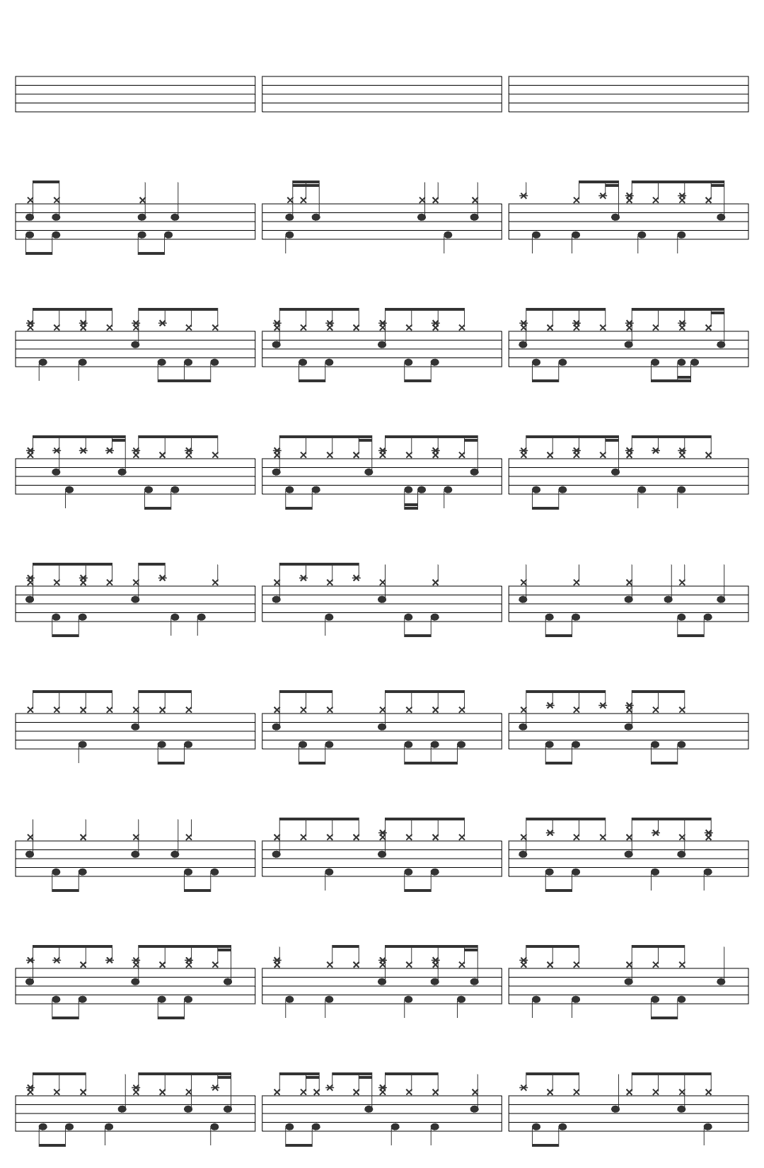 Birdbrain Youth of America drum sheet