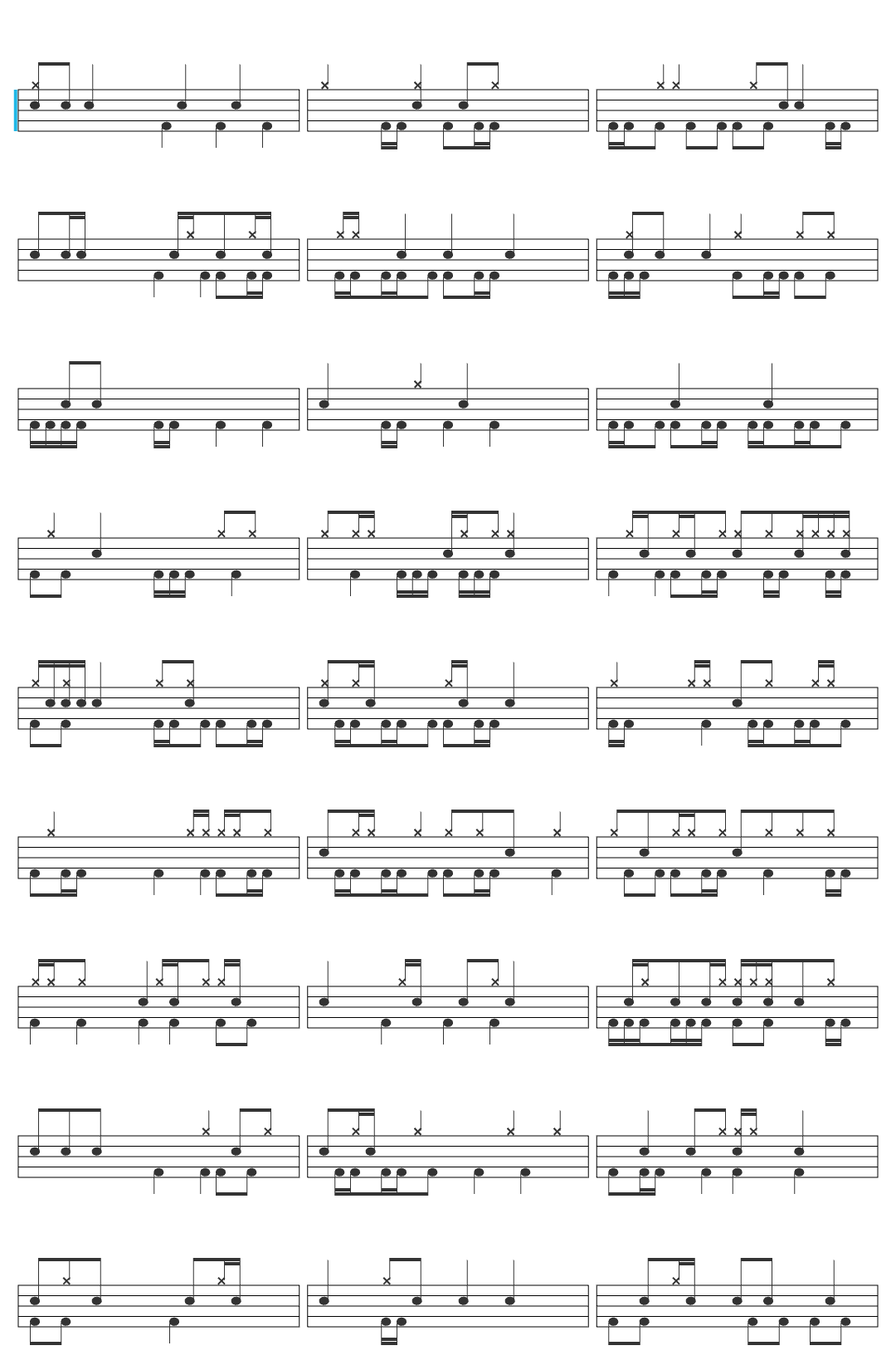 Junior H Ojos Colorados drum sheet