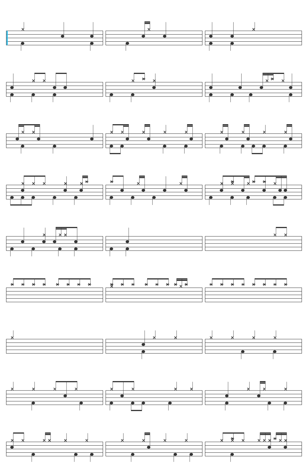 Tim Simonec First Nassau Band Rehearsal / Second Nassau Band Rehearsal / Studio Band Eavesdrop / Studio Band Rehearsal After Breakup drum sheet