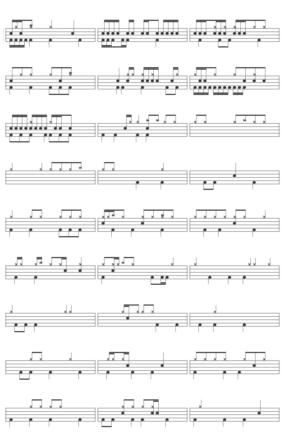 Inveracity Savagely Beaten drum sheet