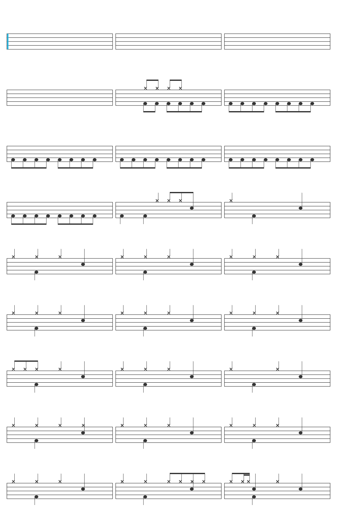 Fugazi Shut the Door drum sheet