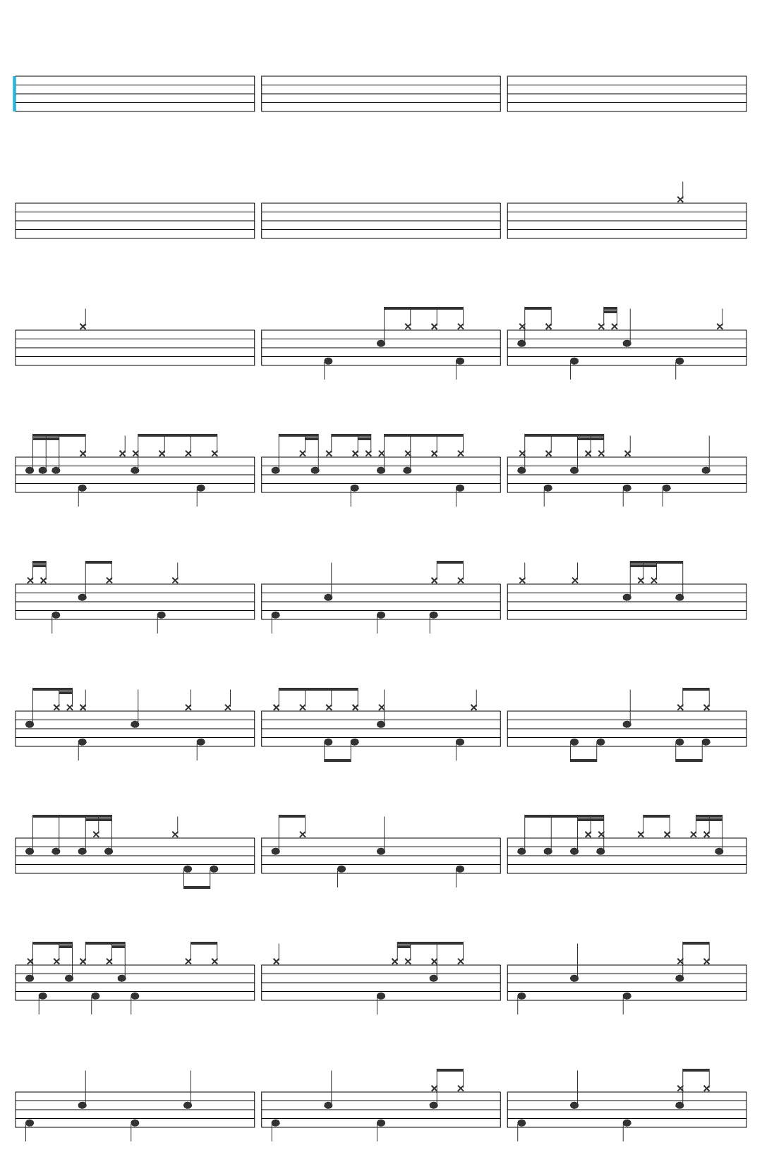 Aphex Twin Windowlicker-v2 drum sheet