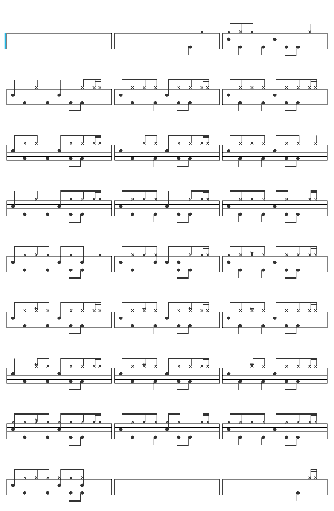 Cake Short Skirt / Long Jacket drum sheet