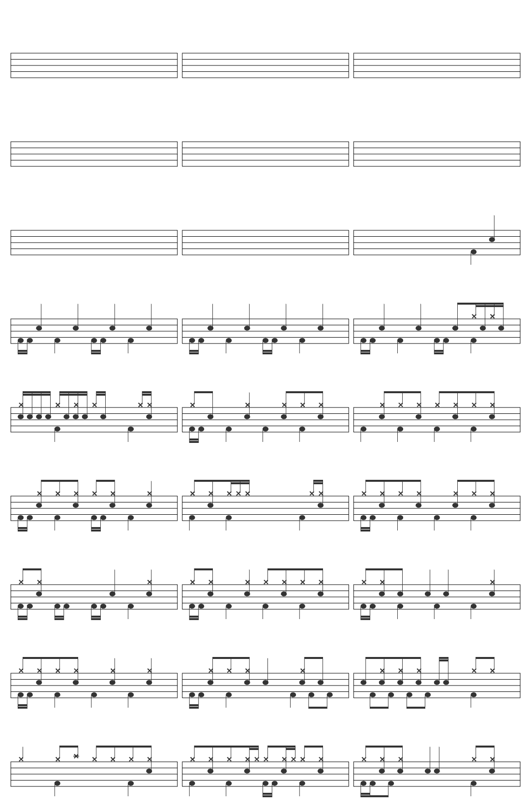 F.O.D. Welcome to the Show drum sheet