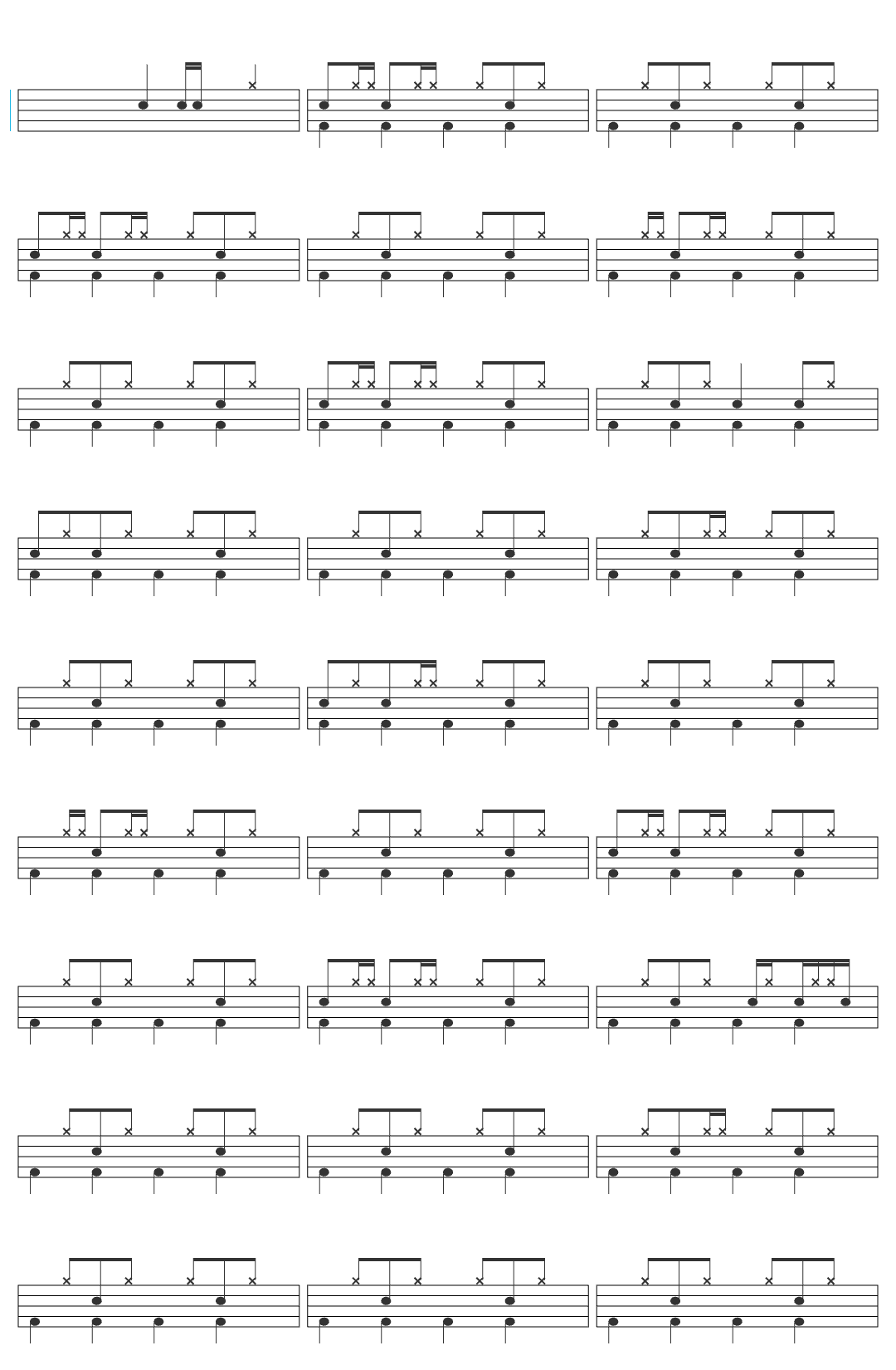 Rick Astley Never Gonna Give You Up-v14 drum sheet