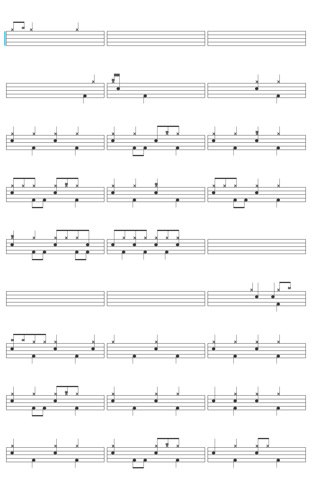 Black Pontiac Tsunami drum sheet