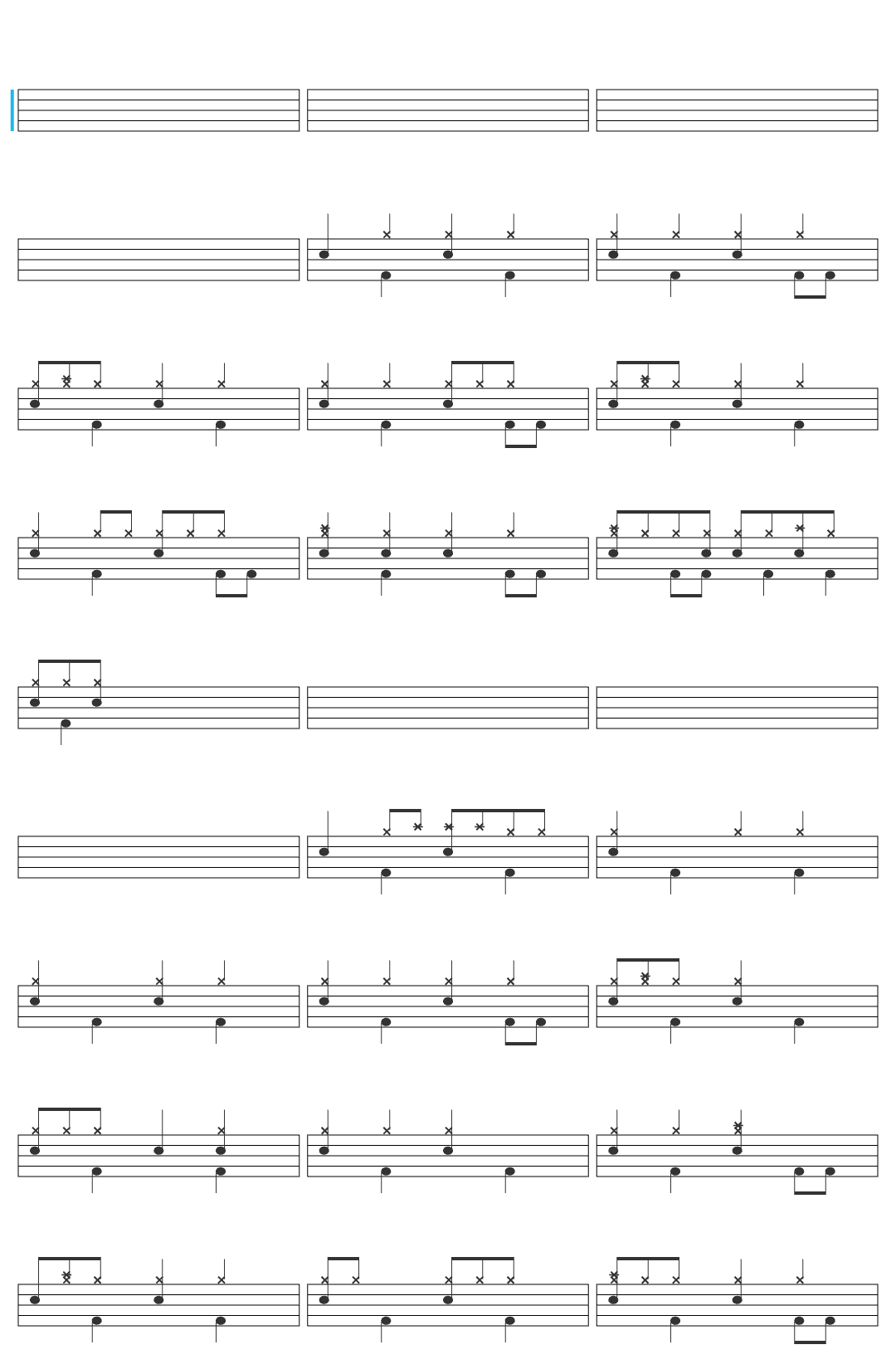 Black Pontiac Tsunami-v2 drum sheet