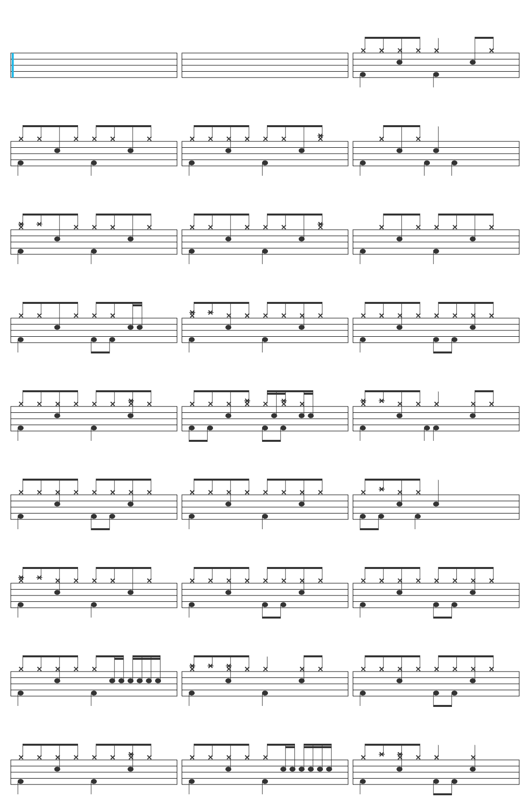 Infinite Drum Tracks Simple Metal Drum Track 100 BPM Drum Beat Track ID 4 drum sheet