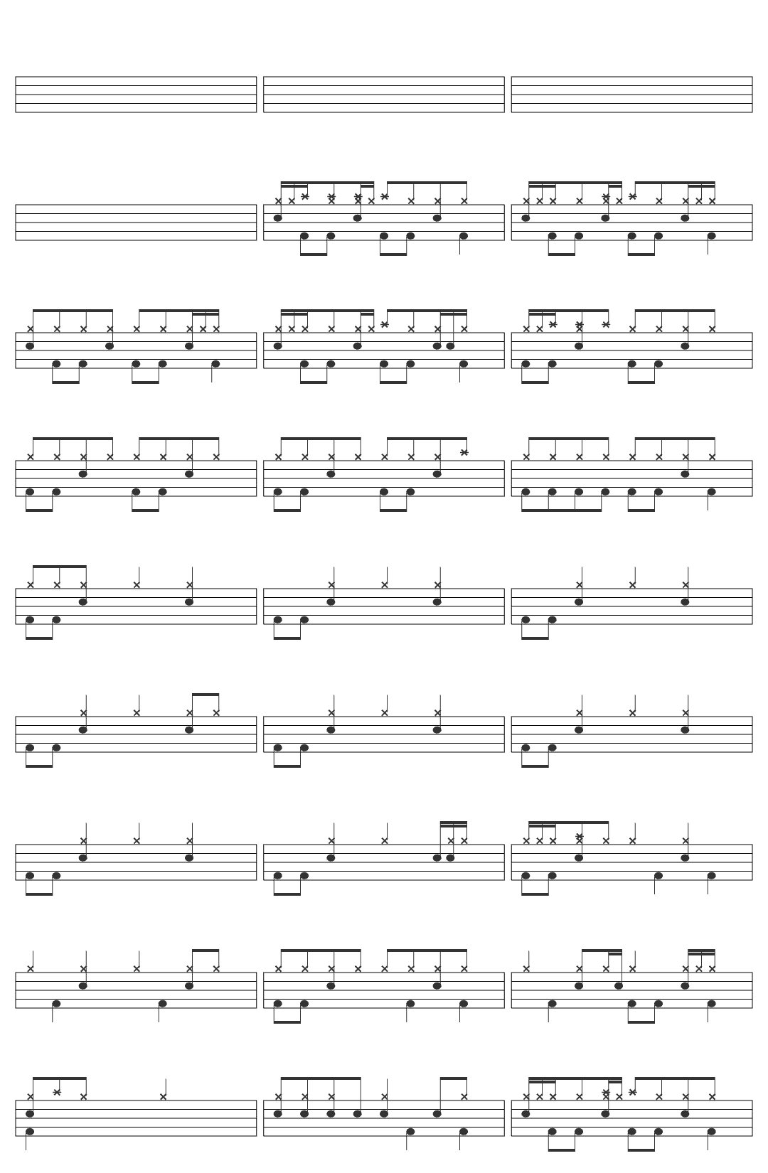 Hardrock Feel Alive drum sheet
