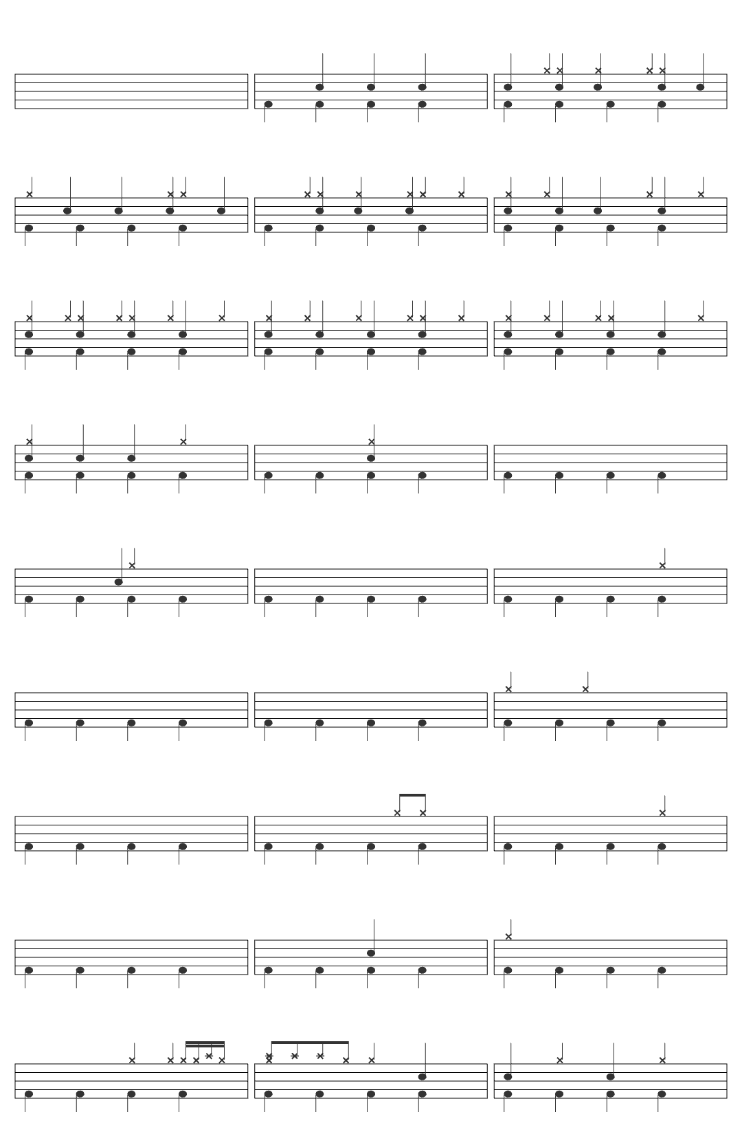 ELEVATION RHYTHM GOODBYE YESTERDAY drum sheet