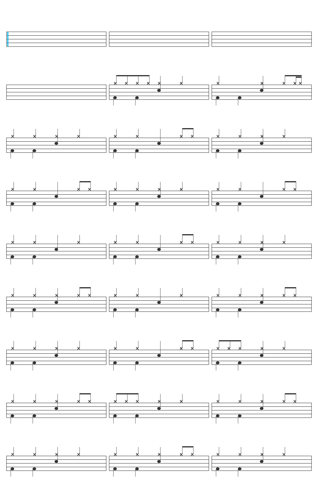 Korn Coming Undone drum sheet