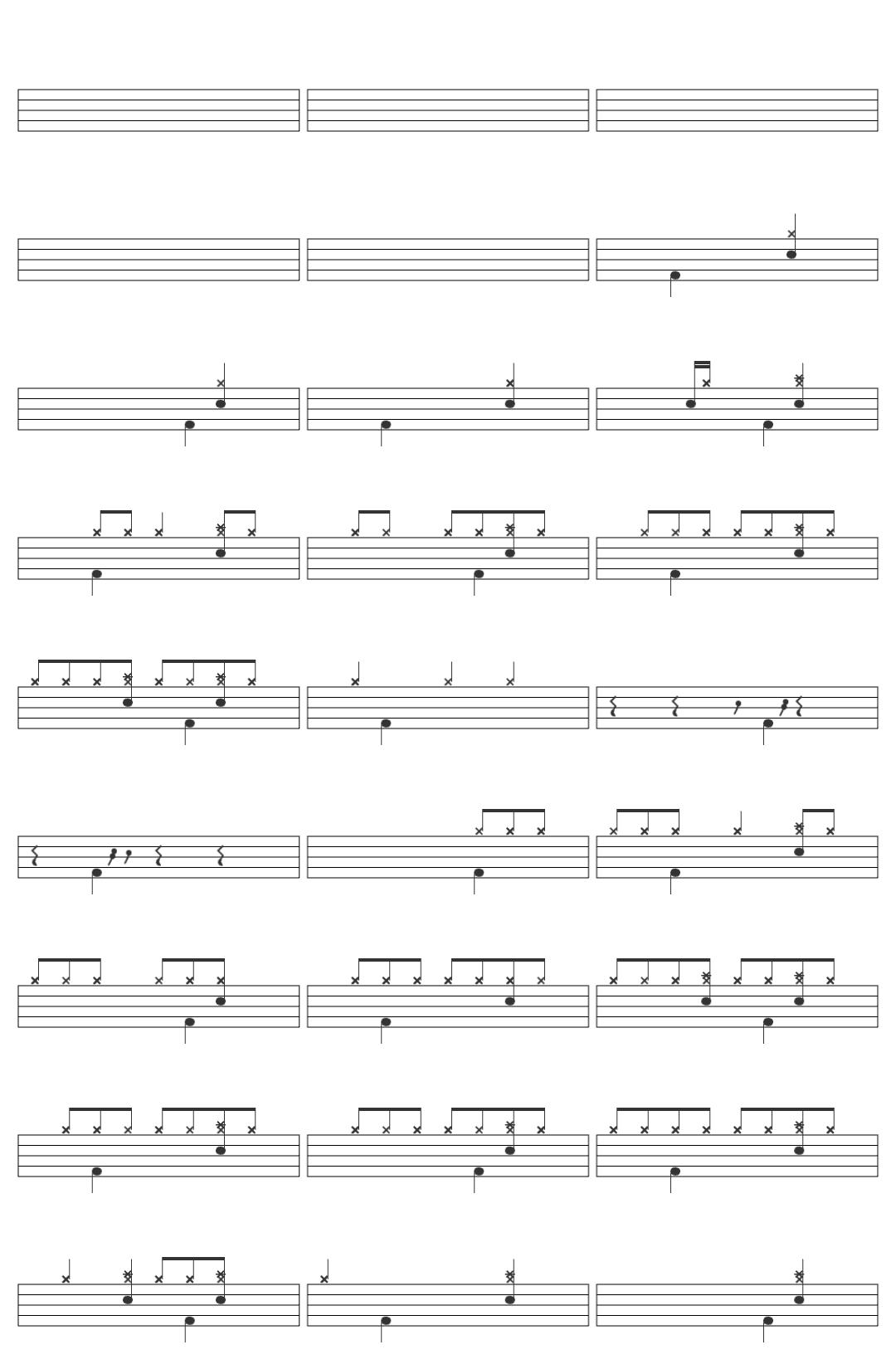 Marie Gold Mauvais Timing drum sheet