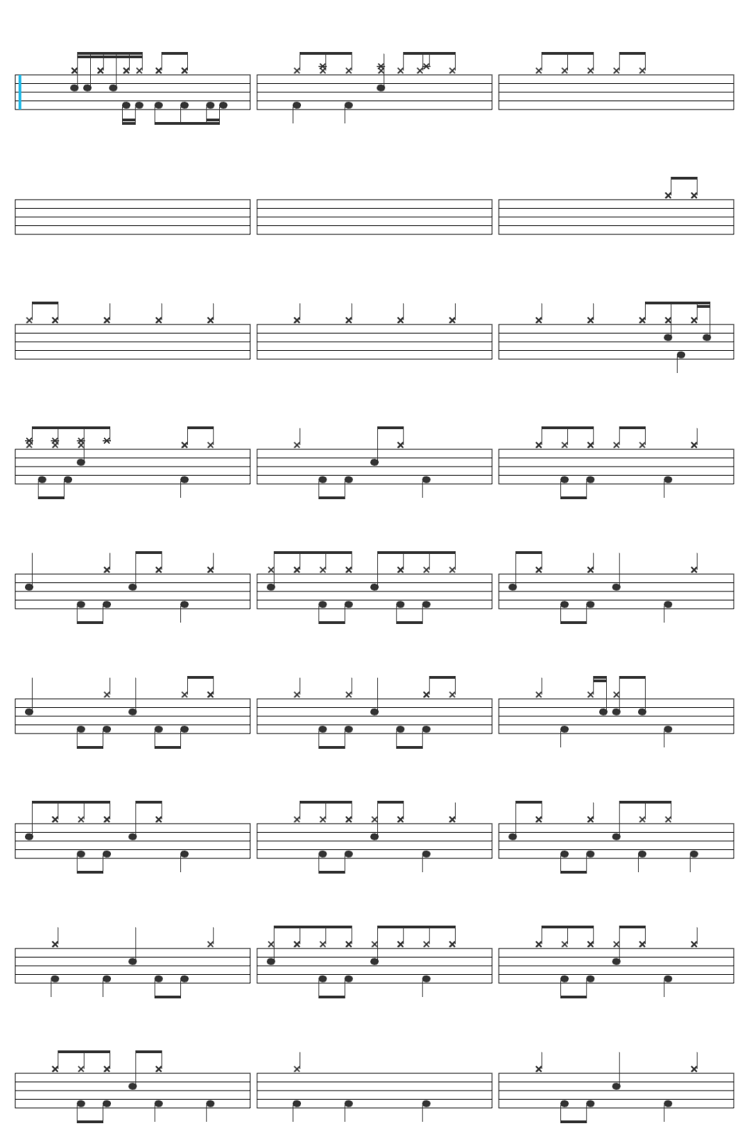Team Rush Hour Lichaamstaal drum sheet