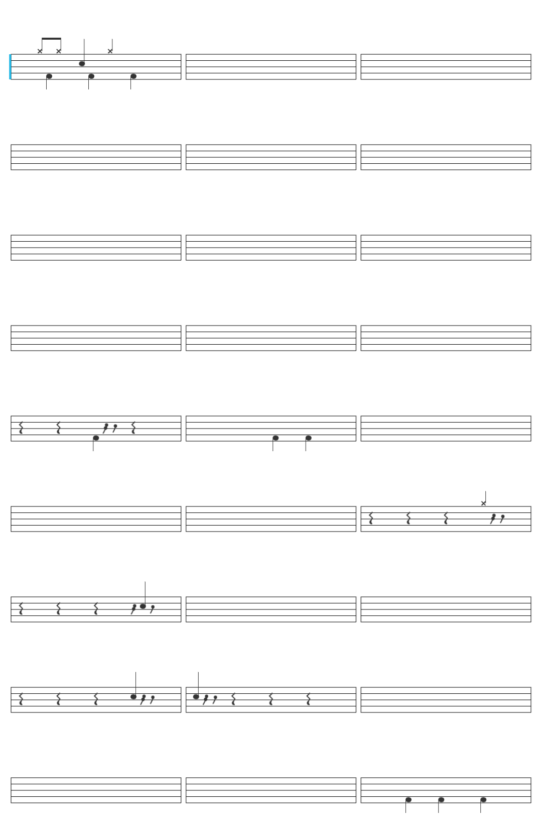 Bluey Rug Island Full Version drum sheet