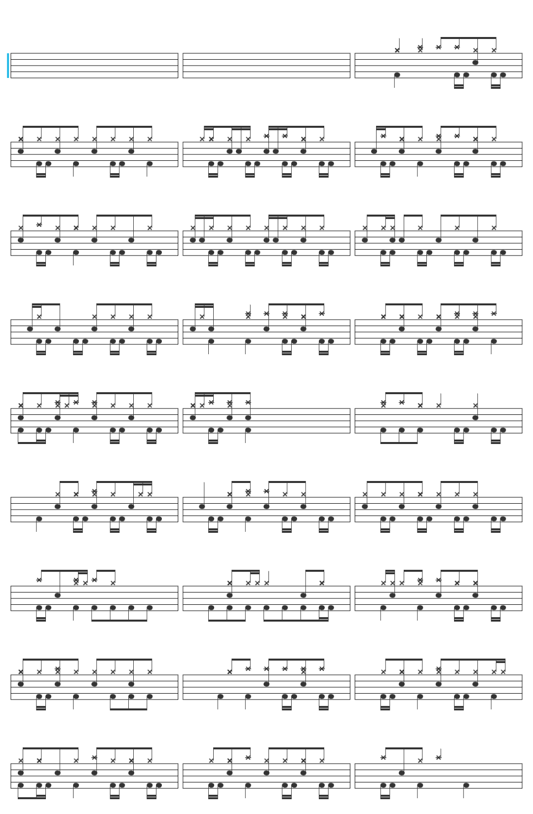 Mrs. GREEN APPLE StaRt drum sheet