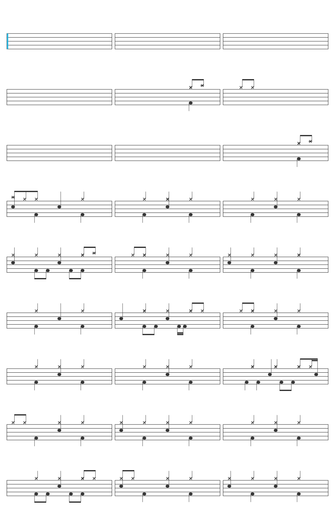 Blondie One Way or Another-v3 drum sheet
