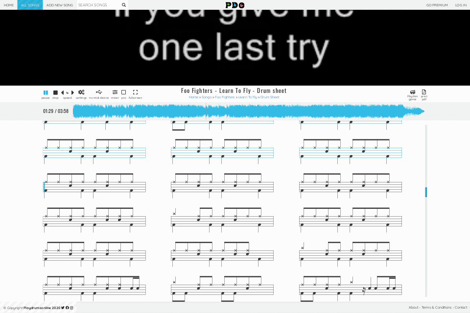 Foo Fighters - Learn To Fly | drum sheet music