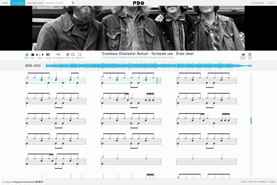 Creedence Clearwater Revival - Fortunate son | drum sheet music