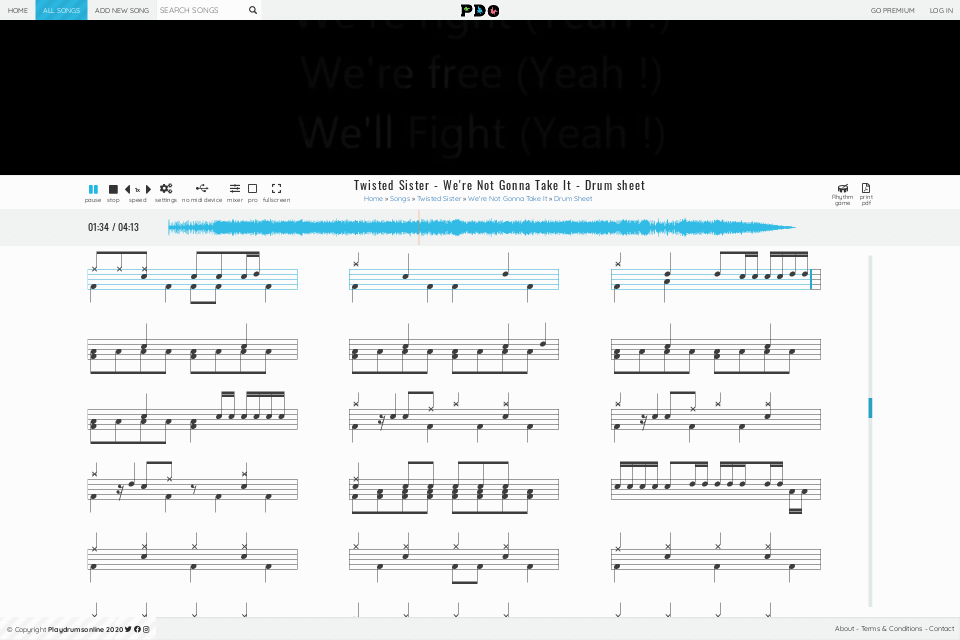 Twisted Sister - We're Not Gonna Take It  | drum sheet music