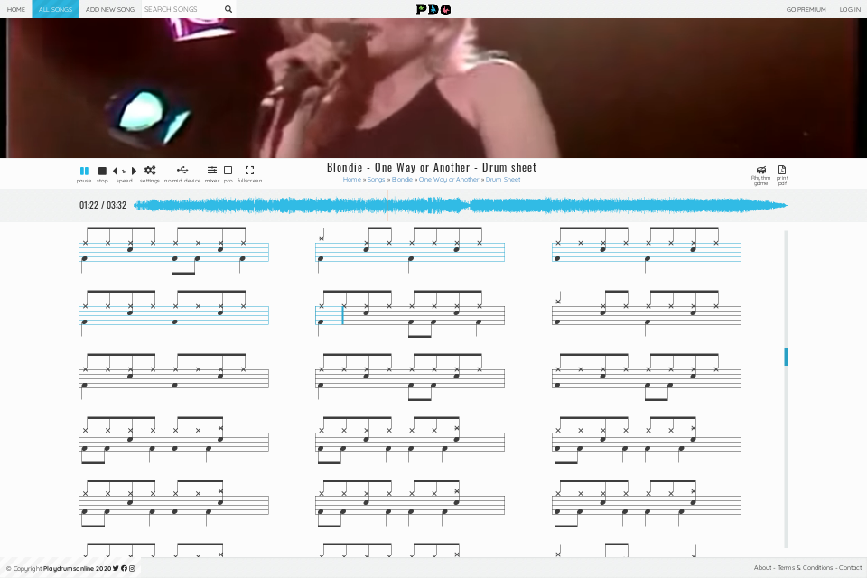 Blondie - One Way or Another | drum sheet music