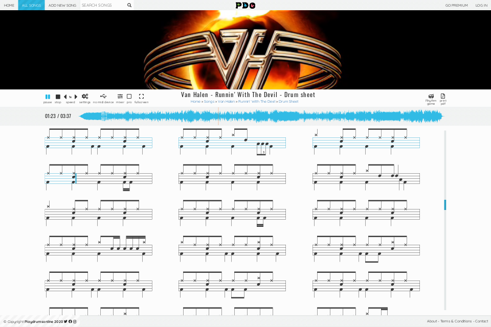 Van Halen - Runnin' With The Devil | drum sheet music