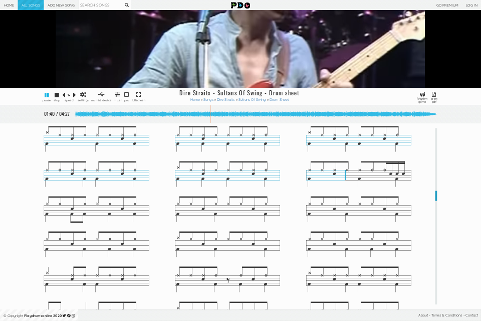 Dire Straits - Sultans Of Swing | drum sheet music