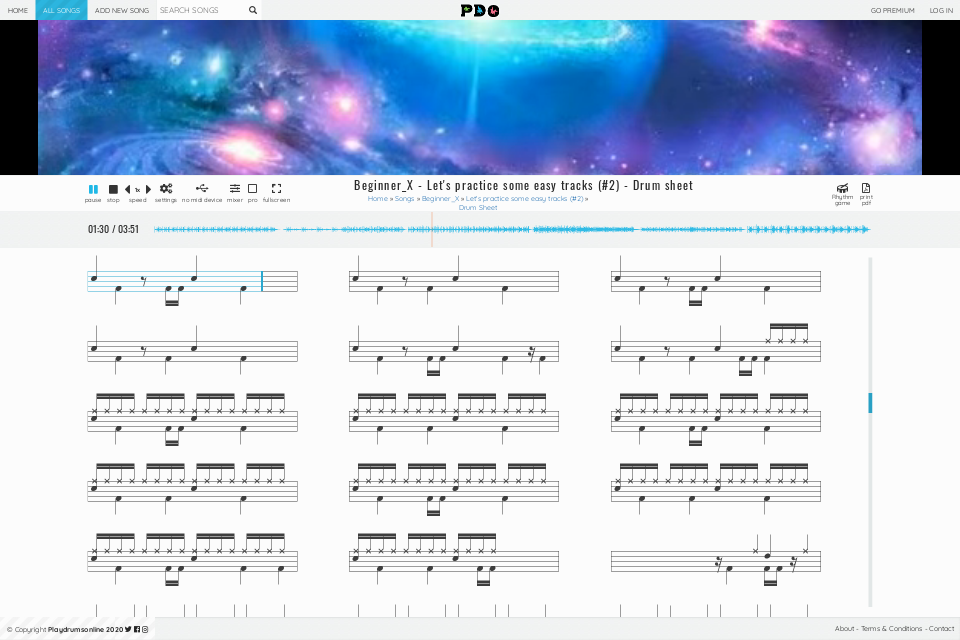 Beginner_X - Let's practice some easy tracks (#2) | drum sheet music