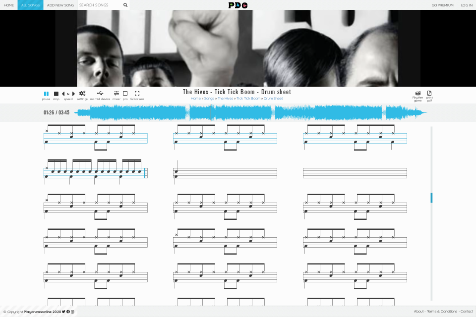 The Hives - Tick Tick Boom | drum sheet music