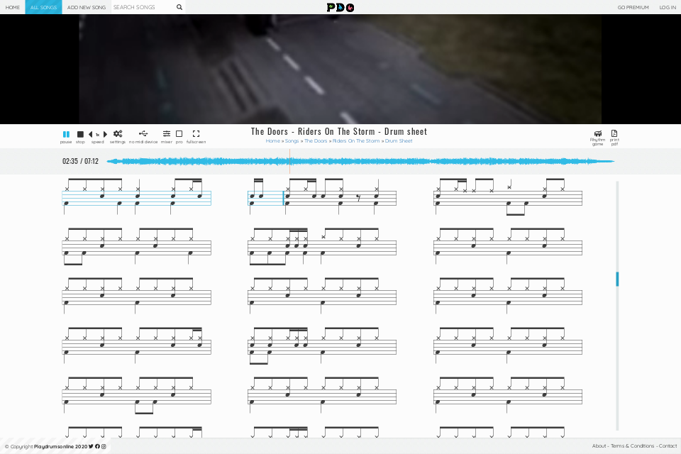 The Doors - Riders On The Storm | drum sheet music