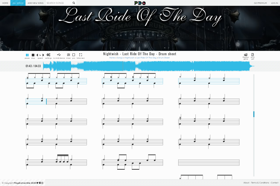 Nightwish - Last Ride Of The Day | drum sheet music