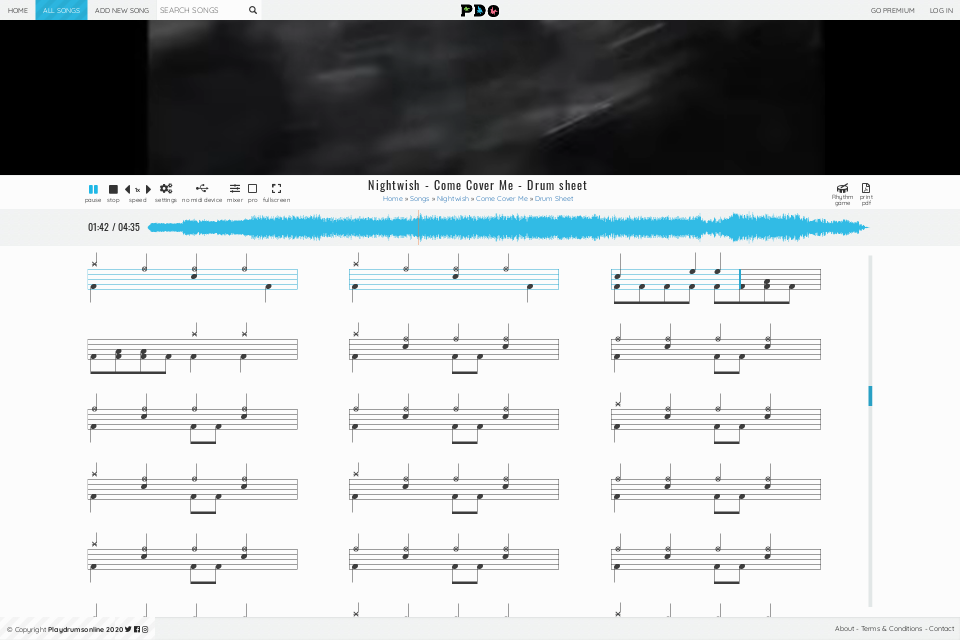 Nightwish - Come Cover Me | drum sheet music