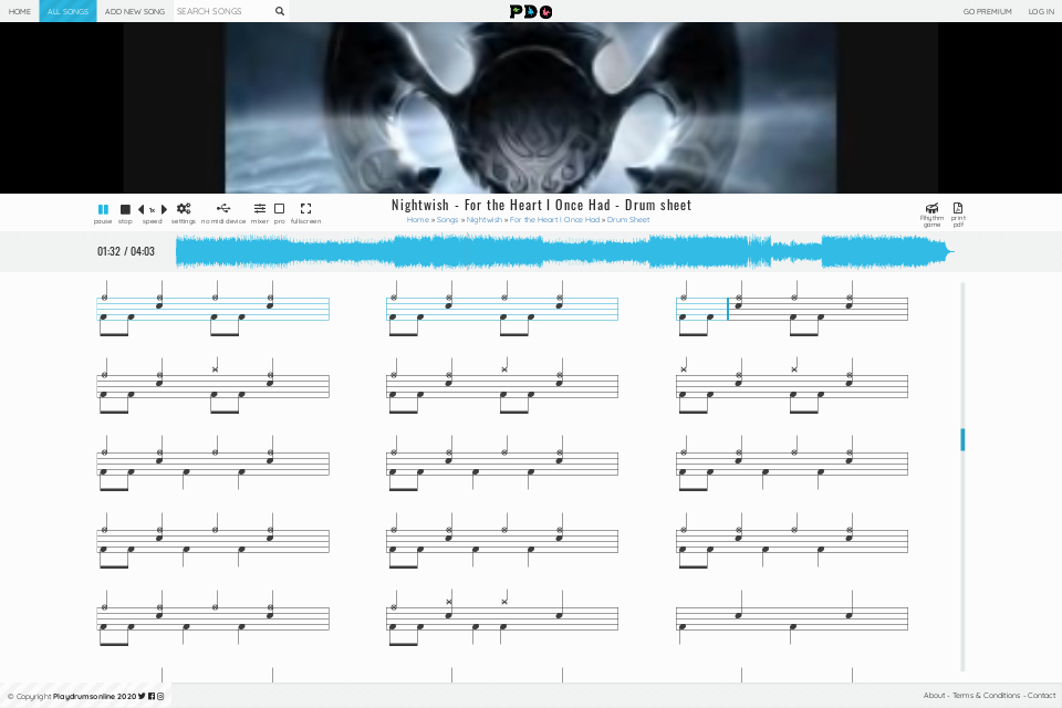 Nightwish - For the Heart I Once Had | drum sheet music