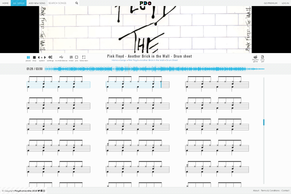 Pink Floyd - Another Brick in the Wall | drum sheet music