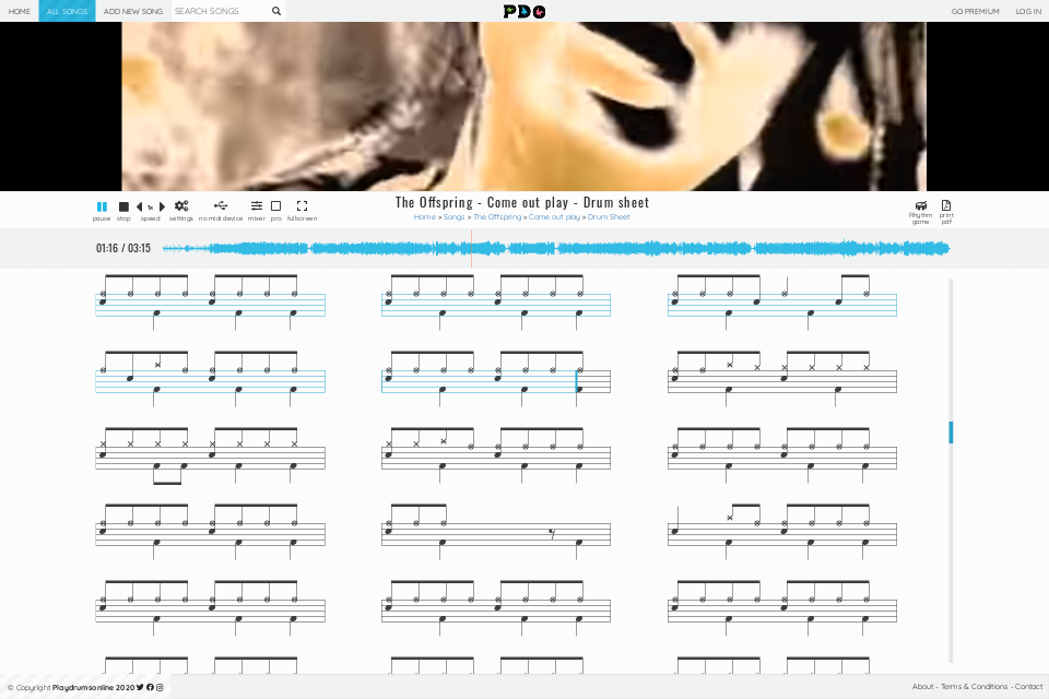 The Offspring - Come out play | drum sheet music