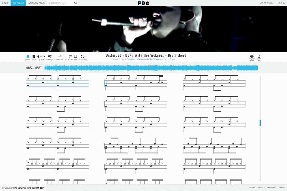 Disturbed - Down With The Sickness | drum sheet music